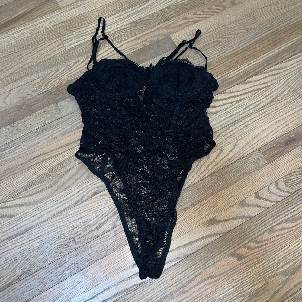 Lace sexy black bodysuit lingerie